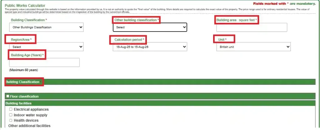 Calculate Building Value on TNREGINET 2026 Guide 4 Building Details