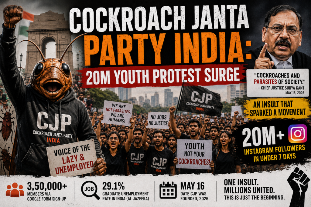 Cockroach Janta Party India 20M Youth Protest Surge