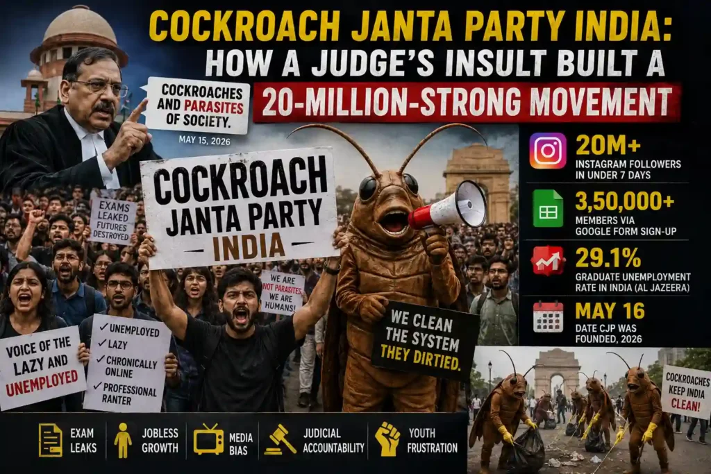 Cockroach Janta Party India 20M Youth Protest Surge