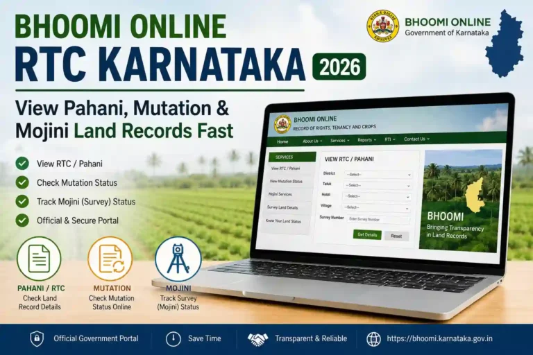Bhoomi Online RTC Karnataka View Pahani, Mutation & Mojini Land Records Fast